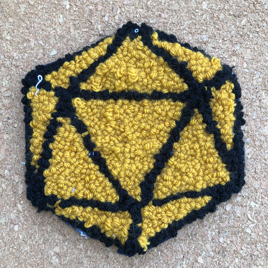 Gold and Black D20 Mug Rug