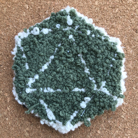 Sage Green and White D20 Mug Rug