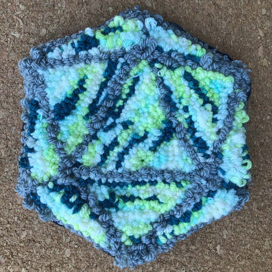 Multi-Green and Grey D20 Mug Rug