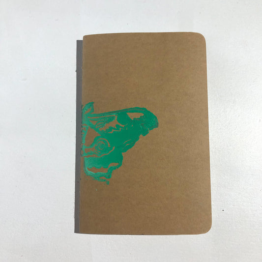 White and Green Ombre Moth Small Notebook