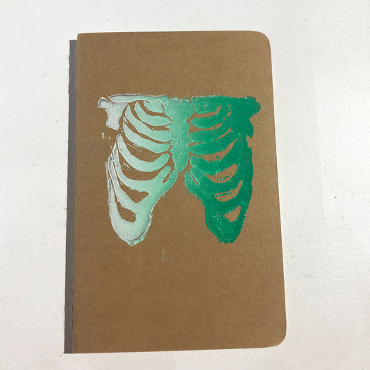 White and Green Ombre Skeleton Small Notebook